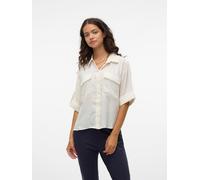 Kurzarmbluse VERO MODA "VMFABIANA 3/4 SHIRT VMA NOOS", Damen, Gr. L, beige (birch), Web, Obermaterial: 100% Polyester, unifarben, relaxed fit hüftbedeckend, Blusen (88129807-L) birch
