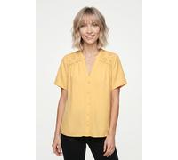 Kurzarmbluse VERO MODA "VMJOSIE SS EMB TOP WVN", Damen, Gr. S, gelb (golden haze), Web, Obermaterial: 83% Viskose, 17% Nylon, unifarben, normal, V-Ausschnitt, Blusen, Viskosemischung (81765461-S) gold