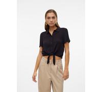 Kurzarmbluse VERO MODA "VMMENNY TIE SS SHIRT WVN GA", Damen, Gr. S, schwarz, Web, Obermaterial: 100% Viskose, unifarben, relaxed fit taillenlang, Blusen, Viskose, relaxed fit (11614821-S) schwarz