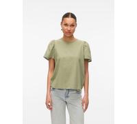 Kurzarmbluse VERO MODA "VMPRETTY SS TOP WVN GA NOOS", Damen, Gr. L, grün (hedge grün), Web, Obermaterial: 100% Baumwolle, unifarben, regular fit hüftlang, Rundhals, Blusen (46914268-L) hedge grün