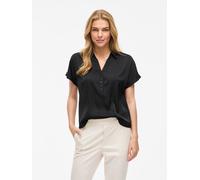 Kurzarmbluse VILA "VIENNA RAVENNA S/S TOP - NOOS", Damen, Gr. 34, schwarz beauty, Web, Obermaterial: 100% Polyester, unifarben, regular fit normal, V-Ausschnitt, Umschlagbund, Blusen Kurzarmbluse, Kun