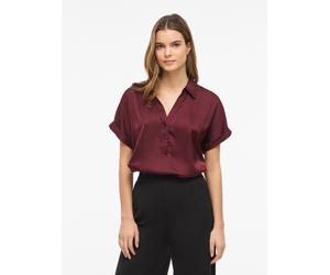 Kurzarmbluse VILA "VIENNA RAVENNA S/S TOP - NOOS", Damen, Gr. 44, rot (port royale), Web, Obermaterial: 100% Polyester, unifarben, regular fit normal, V-Ausschnitt, Umschlagbund, Blusen, Kunstfaser, r