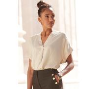 Kurzarmbluse VIVANCE Gr. 32/34, weiß (sand, weiß, gestreift) Damen Blusen (97593734-32) sand, weiß, gestreift