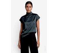 Kurzarmbluse ZERO, Damen, Gr. 40, blau (teal ocean), Obermaterial: 100% Polyester, unifarben, festlich, figurumspielend hüftlang, angeschnitten, Blusen, aus Satin, mit Stehkragen (14253953-40) teal oc