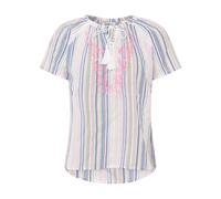Kurzarmbluse ZWILLINGSHERZ "Summer Stripes", Damen, Gr. L/XL, weiß, Obermaterial: 100% Baumwolle, Blusen, Streifen, Tunnelzug und Tasseln, kurzarm (61567422-L) weiß