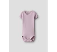 Kurzarmbody NAME IT "NBFKAB SS BODY NOOS", Jungen, Gr. 62, N-Gr, winsome orchid (blank), Rippware, Obermaterial: 57% Baumwolle, 38% Modal, 5% Elasthan, unifarben, regular fit normal, Rundhals, Bodys K