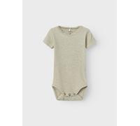 Kurzarmbody NAME IT "NBFKAB SS BODY NOOS", Jungen, Gr. 68, N-Gr, beige (peyote melange), Rippware, Obermaterial: 57% Baumwolle, 38% Modal, 5% Elasthan, unifarben, regular fit normal, Rundhals, Bodys K