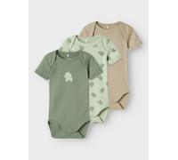 Kurzarmbody NAME IT "NBMBODY 3P SS SEA FOAM ELEPHANT NOOS", Jungen, Gr. 74, N-Gr, blau (sea foam), Jersey, Obermaterial: 100% Baumwolle, bedruckt, regular fit, Rundhals, Bodys Kurzarmbody (48286546-74