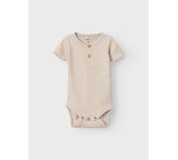 Kurzarmbody NAME IT "NBMKAB SS BODY NOOS", Jungen, Gr. 50, N-Gr, peyote melange (blank), Jersey, Obermaterial: 57% Baumwolle, 38% Modal, 5% Elasthan, unifarben, regular fit normal, Rundhals, Bodys Kur