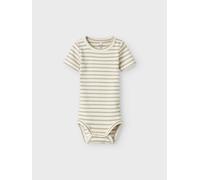Kurzarmbody NAME IT "NBNBANI SS BODY NOOS", Jungen, Gr. 86, N-Gr, pure cashmere (blank), Jersey, Obermaterial: 57% Baumwolle, 38% Modal, 5% Elasthan, gestreift, regular fit normal, Rundhals, Bodys Kur