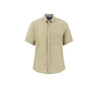Kurzarmhemd aus Leinen mit Brusttasche und Button-Down-Kragen Pistachio / 3XL