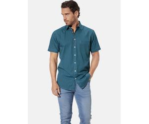Kurzarmhemd BABISTA "Kurzarmhemd NAPOLEO", Herren, Gr. L, weit, blau (petrol gestreift), Obermaterial: 100% Baumwolle CO., regular fit, Hemden (62731006-L) petrol gestreift