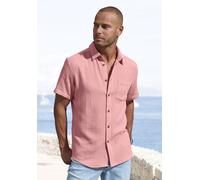 Kurzarmhemd BEACHTIME "Regular fit", Herren, Gr. L (41/42), N-Gr, orange (koralle), Web, Obermaterial: 100% Baumwolle, unifarben, regular fit, Rundhals, abgesteppte Kante, Hemden Kurzarmhemd, Kurzarm,