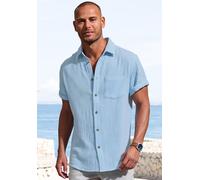 Kurzarmhemd BEACHTIME "Regular fit", Herren, Gr. M (39/40), N-Gr, blau (hellblau), Web, Obermaterial: 100% Baumwolle, unifarben, regular fit, Rundhals, abgesteppte Kante, Hemden, Kurzarm, Freizeithemd