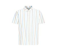Kurzarmhemd BLEND "BHABAN SHIRT STRIPE", Herren, Gr. L, N-Gr, lichen blau, Web, Obermaterial: 70% Baumwolle, 30% Leinen, Leinenoptik, gepflegt, gestreift, relaxed fit normal, Hemden (29811253-L) liche