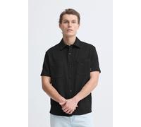 Kurzarmhemd BLEND "BHAdrian", Herren, Gr. M, US-Größen, schwarz beauty, 83% Polyester, 13% Viskose, 4% Elasthan, Strukturmuster, Basic, weit normal, ohne Ausschnitt, gerader Abschluss, Hemden, Kurzarm