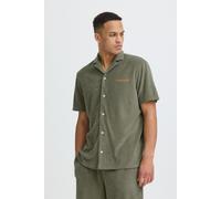 Kurzarmhemd BLEND "BHBasti", Herren, Gr. M, US-Größen, dusty olive, 70% Baumwolle, 28% Polyester, 2% Elasthan, unifarben, Basic, Basic normal, V-Ausschnitt, gerader Abschluss, Hemden, Modernes Frottee