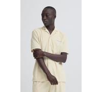 Kurzarmhemd BLEND "BHBasti", Herren, Gr. XL, US-Größen, bleached sand, 70% Baumwolle, 28% Polyester, 2% Elasthan, unifarben, Basic, Basic normal, V-Ausschnitt, gerader Abschluss, Hemden, Modernes Frot