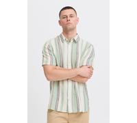 Kurzarmhemd BLEND "Kurzarmhemd BHBOBBY Shirt stripe", Herren, Gr. L, N-Gr, grün (malachite grün), Obermaterial: 55% Leinen LI. 45% Viskose CV., Hemden (91034706-L) malachite grün