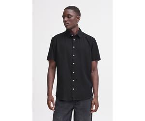 Kurzarmhemd BLEND "BHBobby", Herren, Gr. S, US-Größen, schwarz, 55% Leinen, 45% Viskose, unifarben, Basic, regular fit normal, ohne Ausschnitt, eingefasste Kante, Hemden, Lässiges Kurzarmhemd (5006911