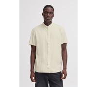 Kurzarmhemd BLEND "BHBOBBY Shirt mandarin ss", Herren, Gr. L, US-Größen, weiß (snow weiß), 55% Leinen, 45% Viskose, unifarben, Basic, regular fit normal, ohne Ausschnitt, abgesteppt, Hemden, Lässiges 