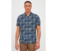 BLEND Kurzarmhemd Herren Regular Fit Viskose blau, L