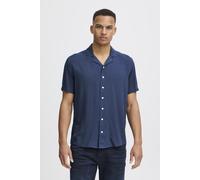 Kurzarmhemd BLEND "BHShirt", Herren, Gr. L, US-Größen, marineblaus, 100% Viskose, unifarben, regular fit normal, V-Ausschnitt, normaler Saum, Hemden, Lässiges Kurzarmhemd (88429952-L) marineblaus