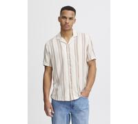 Kurzarmhemd BLEND "BHShirt", Herren, Gr. M, US-Größen, weiß (snow weiß), 100% Viskose, gestreift, regular fit normal, V-Ausschnitt, gerader Abschluss, Hemden, Lässiges Kurzarmhemd (25289069-M) snow we