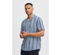 Kurzarmhemd BLEND "BHShirt", Herren, Gr. XL, US-Größen, marineblaus, 100% Viskose, gestreift, regular fit normal, V-Ausschnitt, gerader Abschluss, Hemden, Lässiges Kurzarmhemd (81624646-XL) marineblau