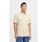 Kurzarmhemd BLEND "BHShirt", Herren, Gr. XXL, US-Größen, oyster gray, Web, 70% Baumwolle, 30% Leinen, unifarben, regular fit normal, ohne Ausschnitt, abgesteppt, Hemden, Stilvolles Kurzarmhemd Leinenm