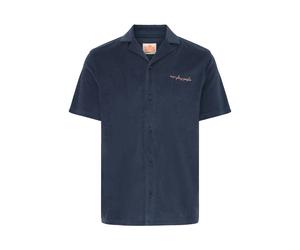 Kurzarmhemd BLEND "Kurzarmhemd BHBasti", Herren, Gr. L, N-Gr, blau (salute), Obermaterial: 70% Baumwolle CO. 28% Polyester PES. 2% Elasthan EL., Hemden (49573852-L) salute
