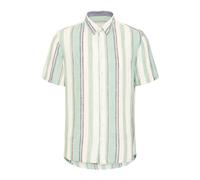Kurzarmhemd BLEND "Kurzarmhemd BHBOBBY Shirt stripe", Herren, Gr. L, N-Gr, grün (malachite grün), Obermaterial: 55% Leinen LI. 45% Viskose LENZING ECOVERO CV LenzEcov., unifarben, regular fit, Kurzarm