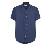 Kurzarmhemd BLEND "BHShirt", Herren, Gr. M, US-Größen, blau (marineblaus), 100% Viskose, unifarben, regular fit normal, V-Ausschnitt, normaler Saum, Hemden, Lässiges Kurzarmhemd (88429952-M) marinebla