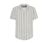 Kurzarmhemd BLEND "BHShirt", Herren, Gr. XL, US-Größen, forest night, 100% Viskose, gestreift, regular fit normal, V-Ausschnitt, gerader Abschluss, Hemden, Lässiges Kurzarmhemd (89499114-XL) forest ni
