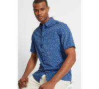 Kurzarmhemd BONPRIX, Herren, Gr. 41/42 (L), N-Gr, blau, weiß floral, Web, Obermaterial: 100% Baumwolle, regular fit, Hemden, reguläre Passform, aus reiner Baumwolle, mit kurzem Arm (88698641-41) blau,
