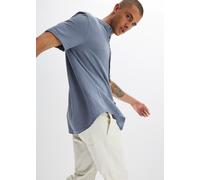 Kurzarmhemd BONPRIX, Herren, Gr. 41/42 (L), N-Gr, blau (rauchblau), Web, Obermaterial: 100% Baumwolle, regular fit, Hemden, Regular Fit, aus reiner Baumwolle, mit Stehkragen, mit kurzem Arm (48910541-