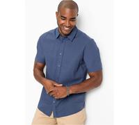 Kurzarmhemd BONPRIX, Herren, Gr. 43/44 (XL), N-Gr, indigo, Web, Obermaterial: 55% Leinen, 45% Baumwolle, regular fit, Hemden Kurzarmhemd, Regular Fit, aus Leinen-Baumwoll-Mix, mit kurzem Arm, Kentkrag
