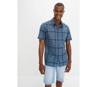 Kurzarmhemd BONPRIX, Herren, Gr. 45/46 (XXL), N-Gr, blau (blau kariert), Obermaterial: 100% Baumwolle, regular fit, Hemden, Regular Fit, aus Baumwolle, mit Karomuster, mit Kentkragen (45844200-45) bla