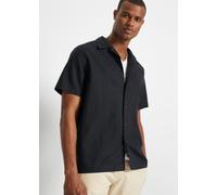 Kurzarmhemd BONPRIX, Herren, Gr. 47/48 (XXXL), N-Gr, schwarz, Obermaterial: 55% Leinen, 45% Baumwolle, loose fit, Hemden, Lockerer Loose Fit, Reverskragen, aus Leinen-Mix, Kurzarm-Design (81353630-47)
