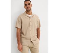 Kurzarmhemd BONPRIX, Herren, Gr. 49/50 (4XL), N-Gr, sand, Obermaterial: 55% Leinen, 45% Baumwolle, loose fit, Hemden, Lockerer Loose Fit, Reverskragen, aus Leinen-Mix, Kurzarm-Design (19422532-49) san