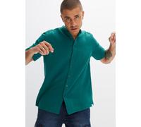 Kurzarmhemd BONPRIX, Herren, Gr. 51/52 (5XL), N-Gr, grün (petrol), Web, Obermaterial: 100% Baumwolle, regular fit, Hemden, Regular Fit, aus reiner Baumwolle, mit Stehkragen, mit kurzem Arm (55316219-5