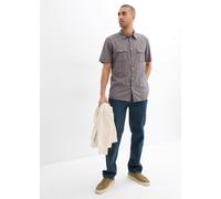 Kurzarmhemd BONPRIX "Kurzarmhemd aus reiner Baumwolle", Herren, Gr. 43/44 (XL), N-Gr, grau (rauchgrau), Obermaterial: 100% Baumwolle, regular fit, Hemden, Regular Fit, aus Baumwolle, mit Brusttaschen,
