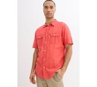 Kurzarmhemd BONPRIX "Kurzarmhemd aus reiner Baumwolle", Herren, Gr. 45/46 (XXL), N-Gr, rot (korallenrot), Obermaterial: 100% Baumwolle, regular fit, Hemden, Regular Fit, aus Baumwolle, mit Brusttasche