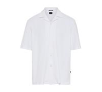 Kurzarmhemd BOSS "C-LARS CAMP B-262", Herren, Gr. L, N-Gr, weiß100, Jersey, Obermaterial: 97% Baumwolle, 3% Elasthan, unifarben, relaxed fit hüftbedeckend, abgesteppte Kante, Hemden, mit Freizeitkrage