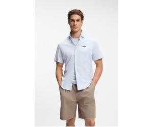 Kurzarmhemd BOSS GREEN "Motion S", Herren, Gr. L (41/42), N-Gr, blau (open blau460), Jersey, Obermaterial: 100% Baumwolle, unifarben, regular fit normal, Rundhals, abgesteppte Kante, Hemden, Regular F