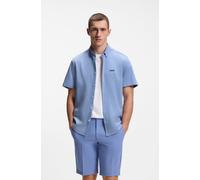 Kurzarmhemd BOSS GREEN "Motion S", Herren, Gr. S (37/38), N-Gr, blau (light, pastel blau459), Jersey, Obermaterial: 100% Baumwolle, gestreift, regular fit normal, Rundhals, abgesteppte Kante, Hemden,