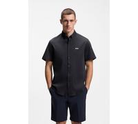 Kurzarmhemd BOSS GREEN "Motion S", Herren, Gr. S, N-Gr, schwarz (dunkelblau402), Jersey, Obermaterial: 100% Baumwolle, unifarben, regular fit normal, Rundhals, abgesteppte Kante, Hemden, Regular Fit,