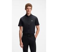 Kurzarmhemd BOSS GREEN "Motion S", Herren, Gr. XXXL (47/48), N-Gr, schwarz (dunkelblau402), Jersey, Obermaterial: 100% Baumwolle, unifarben, regular fit normal, Rundhals, abgesteppte Kante, Hemden, Re