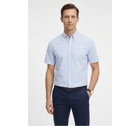 Kurzarmhemd BOSS, Herren, Gr. XL (43/44), N-Gr, light, pastel blau450, Web, Obermaterial: 72% Baumwolle, 24% Polyamid, 4% Elasthan, gestreift, regular fit normal, Rundhals, abgesteppte Kante, Hemden,