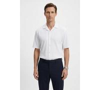 Kurzarmhemd BOSS "C-LARS CAMP B-262", Damen, Gr. S, N-Gr, weiß100, Jersey, Obermaterial: 97% Baumwolle, 3% Elasthan, unifarben, relaxed fit hüftbedeckend, abgesteppte Kante, Hemden Kurzarmhemd, mit Fr